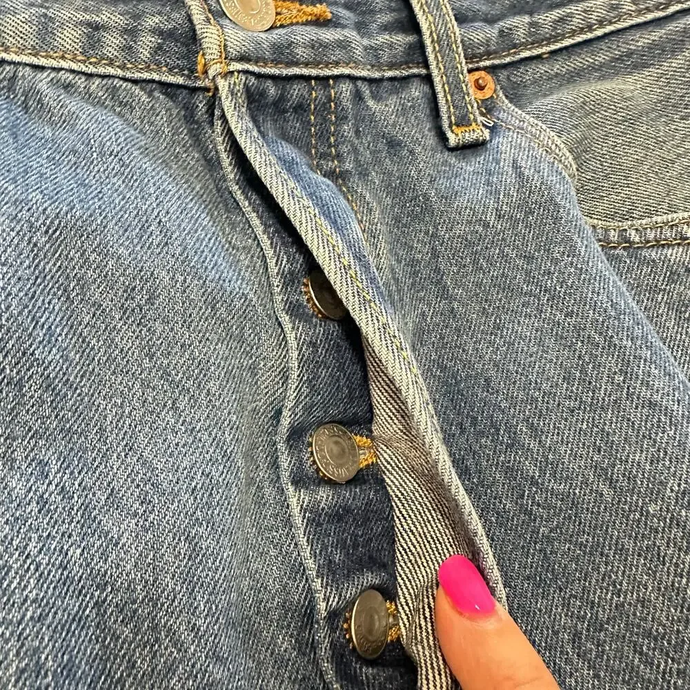 Vintage Levi’s 501 Denim Blue Jeans Medium Wash Button Fly Mexico Made Sz 29x27